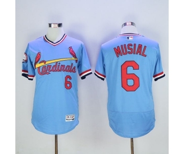 Men St. Louis Cardinals #6 Stan Musial Majestic Blue Flexbase Authentic Cooperstown Collection Player Jersey