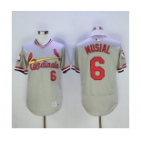 Men St. Louis Cardinals #6 Stan Musial Majestic Grey Flexbase Authentic Cooperstown Collection Player Jersey