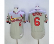 Men St. Louis Cardinals #6 Stan Musial Majestic Grey Flexbase Authentic Cooperstown Collection Player Jersey