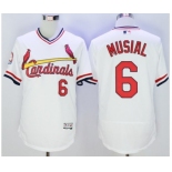 Men St. Louis Cardinals #6 Stan Musial Majestic White Flexbase Authentic Cooperstown Collection Player Jersey