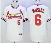 Men St. Louis Cardinals #6 Stan Musial Majestic White Flexbase Authentic Cooperstown Collection Player Jersey