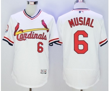 Men St. Louis Cardinals #6 Stan Musial Majestic White Flexbase Authentic Cooperstown Collection Player Jersey