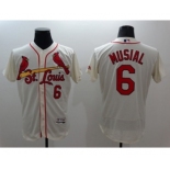 Men St. Louis Cardinals #6 Stan Musial Majestic cream Flexbase Authentic Collection Player Jersey