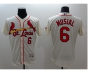 Men St. Louis Cardinals #6 Stan Musial Majestic cream Flexbase Authentic Collection Player Jersey