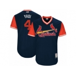 Men's 2017 Little League World Series Cardinals #4 Yadier Molina Yadi Navy Jersey