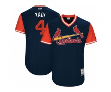 Men's 2017 Little League World Series Cardinals #4 Yadier Molina Yadi Navy Jersey