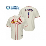 Men's Majestic St. Louis Cardinals #1 Ozzie Smith Replica Cream USA Flag Fashion MLB Jersey