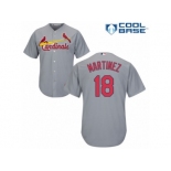 Men's Majestic St. Louis Cardinals #18 Carlos Martinez Authentic Grey Road Cool Base MLB Jersey