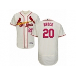 Men's Majestic St. Louis Cardinals #20 Lou Brock Cream Flexbase Authentic Collection MLB Jersey