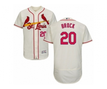 Men's Majestic St. Louis Cardinals #20 Lou Brock Cream Flexbase Authentic Collection MLB Jersey