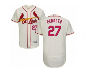 Men's Majestic St. Louis Cardinals #27 Jhonny Peralta Cream Flexbase Authentic Collection MLB Jersey