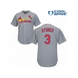 Men's Majestic St. Louis Cardinals #3 Jedd Gyorko Authentic Grey Road Cool Base MLB Jersey