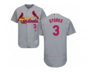 Men's Majestic St. Louis Cardinals #3 Jedd Gyorko Grey Flexbase Authentic Collection MLB Jersey