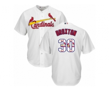 Men's Majestic St. Louis Cardinals #30 Jonathan Broxton Authentic White Team Logo Fashion Cool Base MLB Jersey