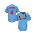 Men's Majestic St. Louis Cardinals #4 Yadier Molina Authentic Light Blue Cooperstown MLB Jersey