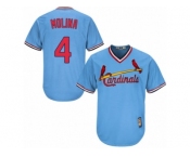 Men's Majestic St. Louis Cardinals #4 Yadier Molina Authentic Light Blue Cooperstown MLB Jersey