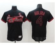 Men's Majestic St. Louis Cardinals #4 Yadier Molina Lights Out Black Flexbase Authentic Collection MLB Jersey