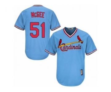 Men's Majestic St. Louis Cardinals #51 Willie McGee Replica Light Blue Cooperstown MLB Jersey