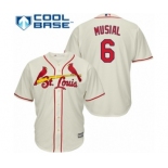 Men's Majestic St. Louis Cardinals #6 Stan Musial Authentic Cream Alternate Cool Base MLB Jersey