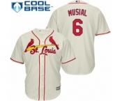 Men's Majestic St. Louis Cardinals #6 Stan Musial Authentic Cream Alternate Cool Base MLB Jersey