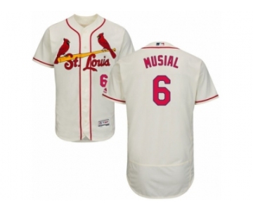 Men's Majestic St. Louis Cardinals #6 Stan Musial Cream Flexbase Authentic Collection MLB Jersey