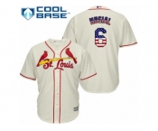 Men's Majestic St. Louis Cardinals #6 Stan Musial Replica Cream USA Flag Fashion MLB Jersey