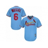 Men's Majestic St. Louis Cardinals #6 Stan Musial Replica Light Blue Cooperstown MLB Jersey