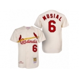 Men's Mitchell and Ness 1963 St. Louis Cardinals #6 Stan Musial Authentic Cream Throwback MLB Jersey