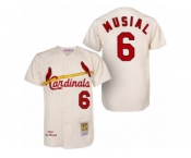 Men's Mitchell and Ness 1963 St. Louis Cardinals #6 Stan Musial Authentic Cream Throwback MLB Jersey