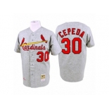 Men's Mitchell and Ness 1967 St. Louis Cardinals #30 Orlando Cepeda Replica Grey Throwback MLB Jersey