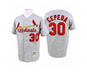 Men's Mitchell and Ness 1967 St. Louis Cardinals #30 Orlando Cepeda Replica Grey Throwback MLB Jersey