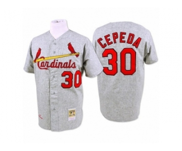 Men's Mitchell and Ness 1967 St. Louis Cardinals #30 Orlando Cepeda Replica Grey Throwback MLB Jersey