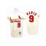 Men's Mitchell and Ness 1967 St. Louis Cardinals #9 Roger Maris Authentic Cream Throwback MLB Jersey