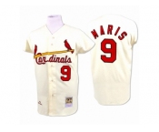 Men's Mitchell and Ness 1967 St. Louis Cardinals #9 Roger Maris Authentic Cream Throwback MLB Jersey