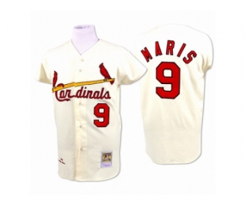 Men's Mitchell and Ness 1967 St. Louis Cardinals #9 Roger Maris Authentic Cream Throwback MLB Jersey