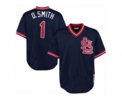 Men's Mitchell and Ness 1994 St. Louis Cardinals #1 Ozzie Smith Replica Navy Blue Throwback MLB Jersey