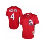 Men's Mitchell and Ness St. Louis Cardinals #4 Yadier Molina Authentic Red Throwback MLB Jersey