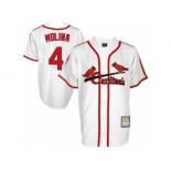 Men's Mitchell and Ness St. Louis Cardinals #4 Yadier Molina Authentic White Throwback MLB Jersey