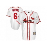 Men's Mitchell and Ness St. Louis Cardinals #6 Stan Musial Replica White Throwback MLB Jersey