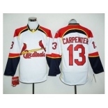 St.Louis Cardinals #13 Matt Carpenter White Red Long Sleeve Stitched Baseball Jersey