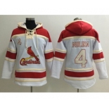 St.Louis Cardinals #4 Yadier Molina White Sawyer Hooded Sweatshirt Baseball Hoodie