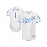 Kansas City Royals #1 Jarrod Dyson White Flexbase Authentic Collection 2016 Father's Day Stitched Baseball Jersey