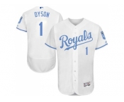 Kansas City Royals #1 Jarrod Dyson White Flexbase Authentic Collection 2016 Father's Day Stitched Baseball Jersey