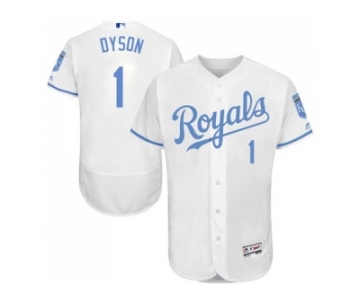 Kansas City Royals #1 Jarrod Dyson White Flexbase Authentic Collection 2016 Father's Day Stitched Baseball Jersey