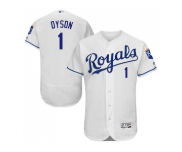 Kansas City Royals #1 Jarrod Dyson White Flexbase Authentic Collection Stitched Baseball Jersey