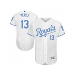 Kansas City Royals #13 Salvador Perez White Flexbase Authentic Collection 2016 Father's Day Stitched Baseball Jersey