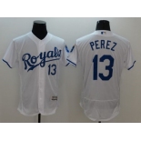 Kansas City Royals #13 Salvador Perez White Flexbase Authentic Collection Stitched Baseball Jersey