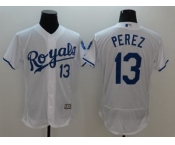 Kansas City Royals #13 Salvador Perez White Flexbase Authentic Collection Stitched Baseball Jersey