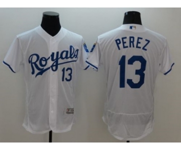 Kansas City Royals #13 Salvador Perez White Flexbase Authentic Collection Stitched Baseball Jersey