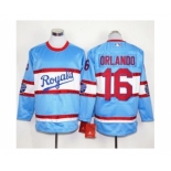 Kansas City Royals #16 Paulo Orlando Light Blue Long Sleeve Stitched MLB Jersey